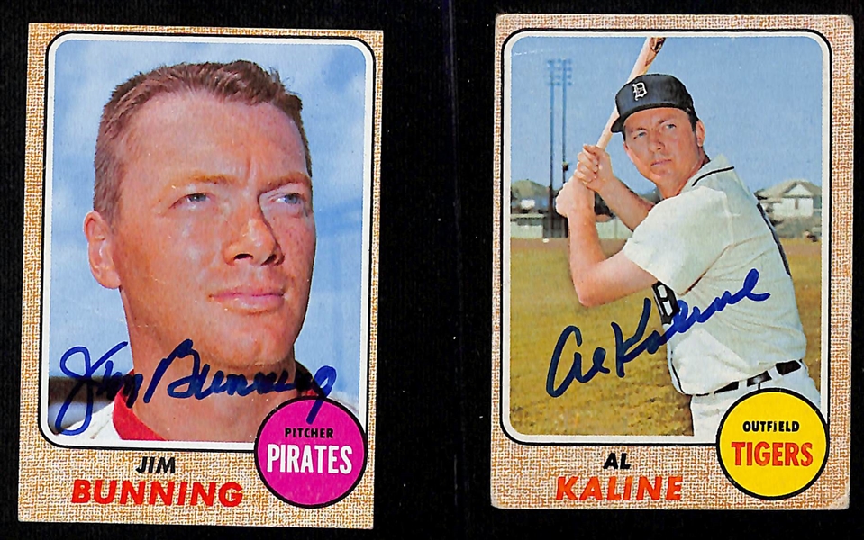 Lot of (22) 1968 Topps Autographed Cards w. Jim Bunning, Al Kaline and others (JSA Auction Letter)